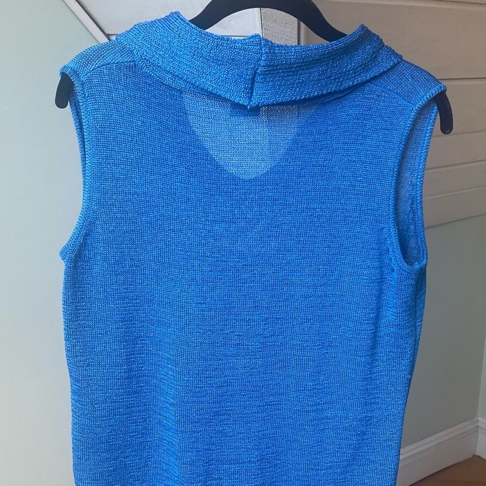 Vintage Pierre Cardin Options Blue Cowl Neck Knit Sleeveless Womens Medium - Picture 6 of 9